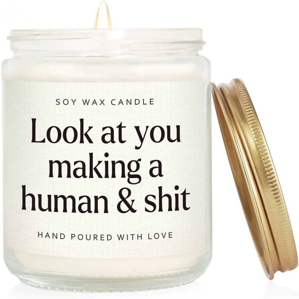 Funny New Mom Gifts, Handmade Scented Lavender Candle for New Mom After Birth, Postpartum Gift for Moms, First Time Moms Mothers Day Gift, Soy Wax Candle, 7 Oz