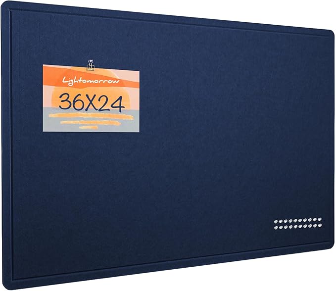 Bulletin Board, 36 x 24 inches Felt Board - Decorative Pin Board, Cork Board Alternative for Wall, 3' x 2' Foldable Picture Board Self-Adhesive Vision Board Prayer Board with 20 Pushpins - Dark Blue