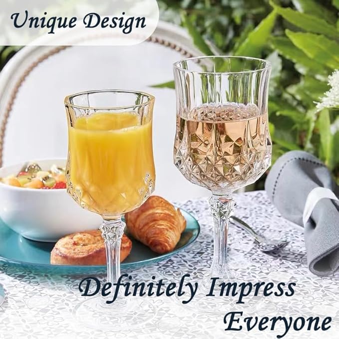 Plastic Wine Glasses，Plastic Goblets Vintage Style Cordial Drinking Glasses for Wedding Reception, Grand Event Party Supplies (100, transparent)