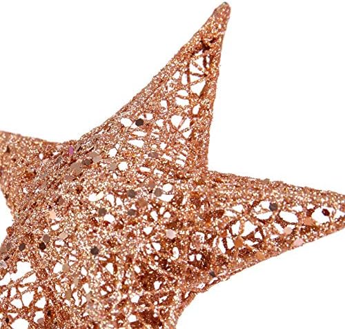 BinaryABC Christmas Tree Topper Star,Glittering Christmas Tree Decoration Ornaments,20cm (Rose Gold)