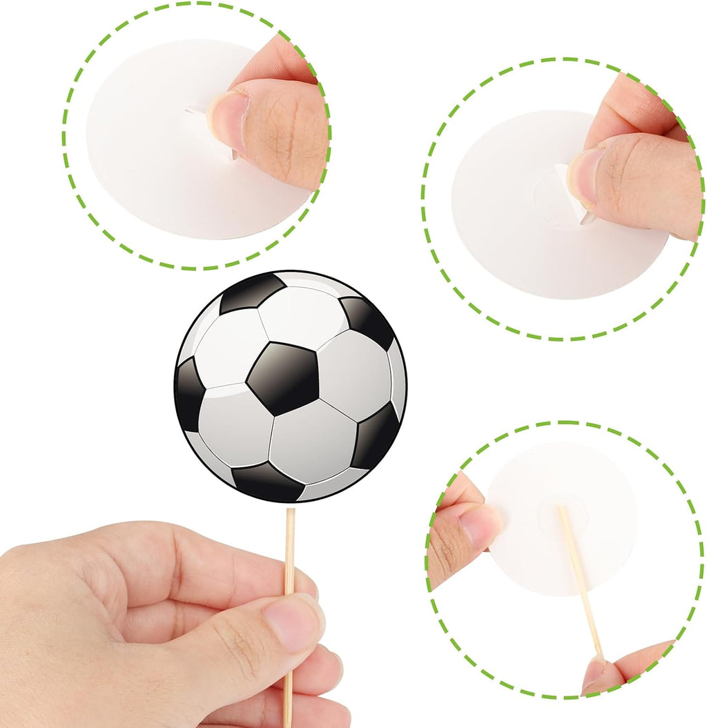 Hooqict 40Pcs Soccer Cupcake Toppers Soccer Ball Birthday Cake Topper Decorations Cupcake Picks for Kids Boys Men Sports Theme Birthday Party Decorations Game Day Party Supplies