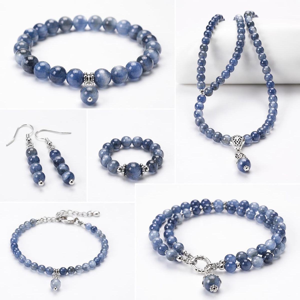 GEM-Inside Natural 8mm Blue Kyanite Gemstone Round Smooth Loose Beads Crystal...