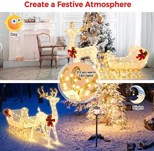 tangkula 6 ft christmas lighted reindeer & santa’s, package contents