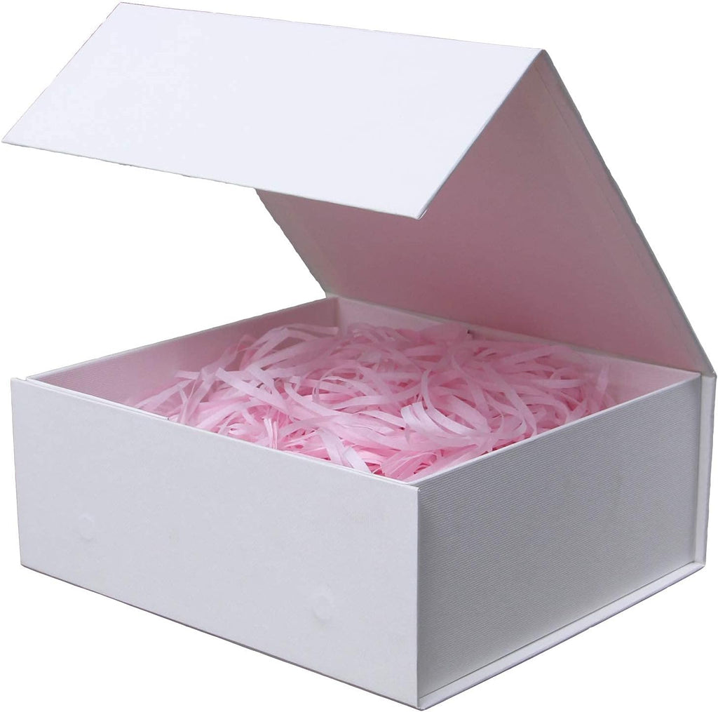 Rsgift White Gift Box with Lids,9.7x7.2x3.3 Inch Gift Boxes for Presents,Magnetic Closure boxes for Wedding,Birthday,Graduation Packaging
