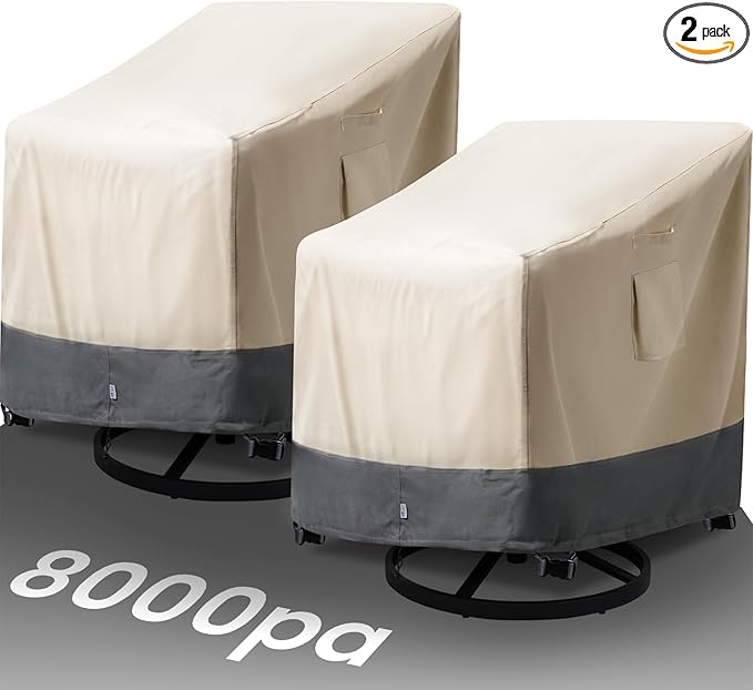 Extra Heavy Duty Patio Chair Covers Waterproof, 2 Pack Patio Furniture Covers for Outdoor Swivel/ Rocking Chair/ Adirondack Chairs, Outdoor Seat Cover with Air Vents, 35"W x 37"D x 38.5"H
