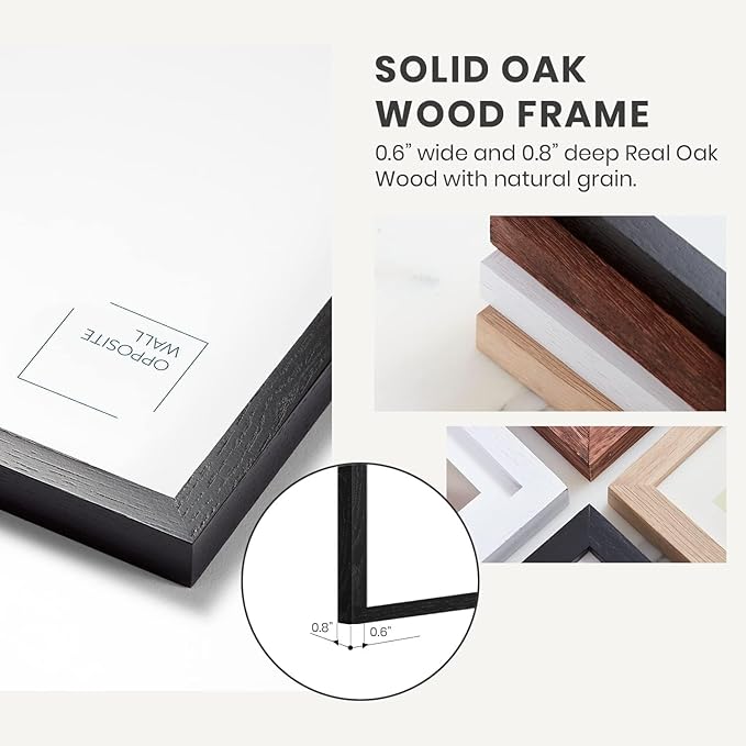 Opposite Wall - 16x16 in - Black Solid Oak Wood Picture Frame - Lightweight, Versatile & Shatterproof - Wall Hanging Poster or Photo Frame - Wall Decor for Office, Gallery & Home - 2 Pack
