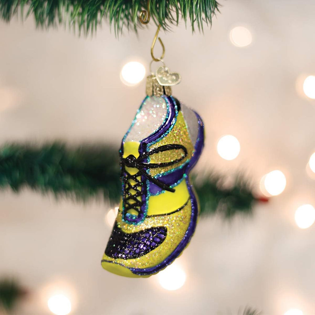 Old World Christmas Running Shoe Glass Blown Ornament for Christmas Tree, Handcrafted Holiday Decoration, Sport Collection