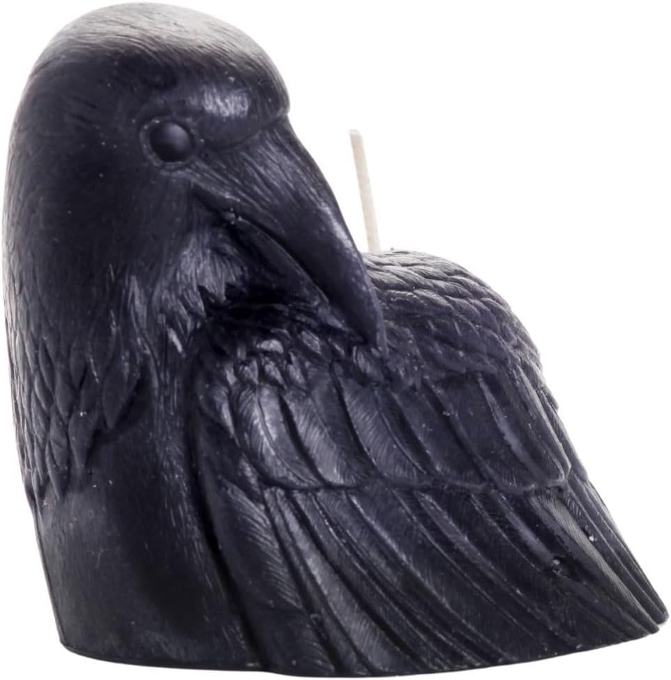 Big Dipper Wax Works Black Crow Candle – Handcrafted 100% Pure Beeswax, 4" × 3.5", Unscented, 24-Hour Clean Burn, Artisan Halloween Décor & Gothic Home Accent, Eco-Friendly Candle