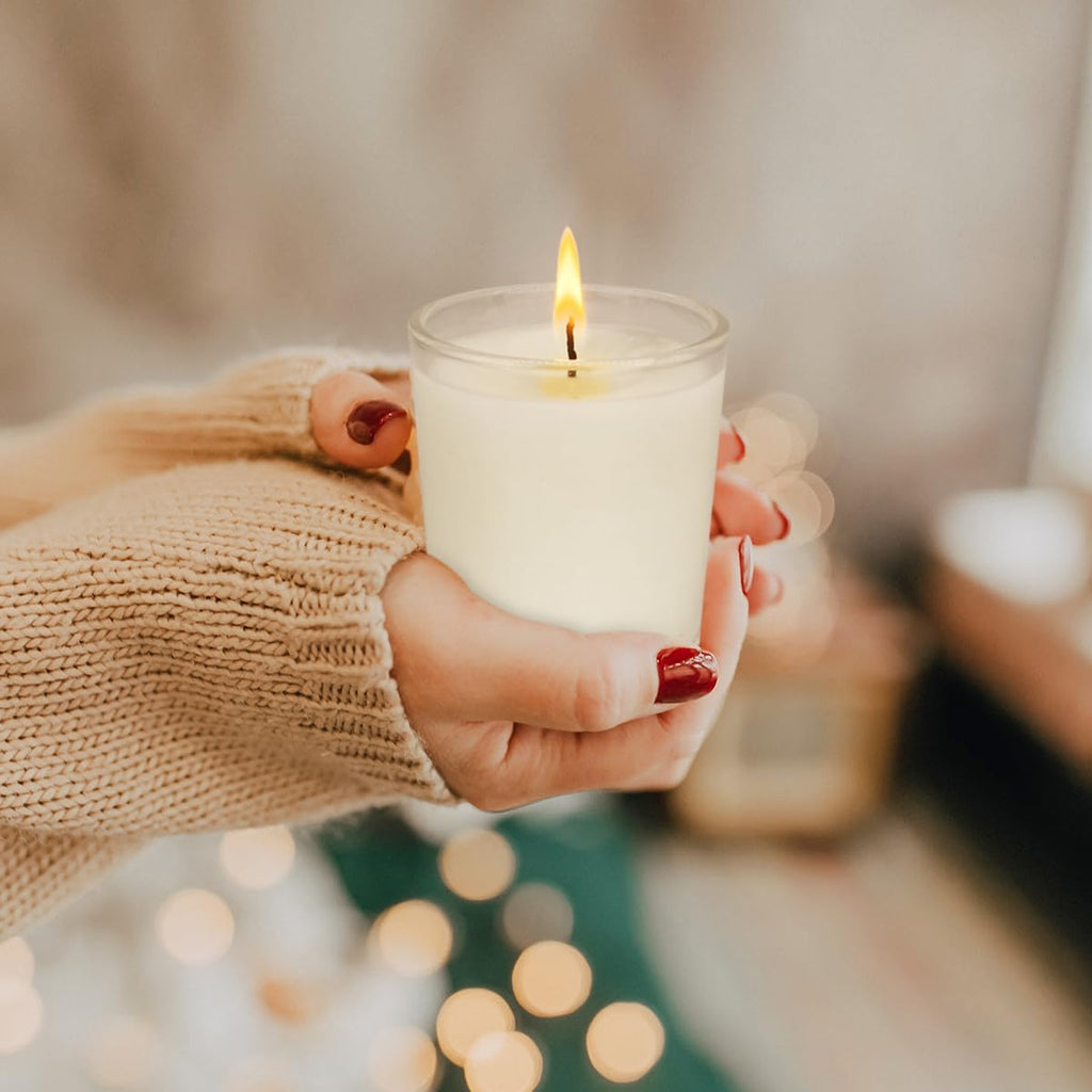 72 Pack White Unscented Clear Glass Filled Votive Candles, Hand Poured Wax Candle Ideal Gifts for Aromatherapy Spa Weddings Birthdays Holidays Party