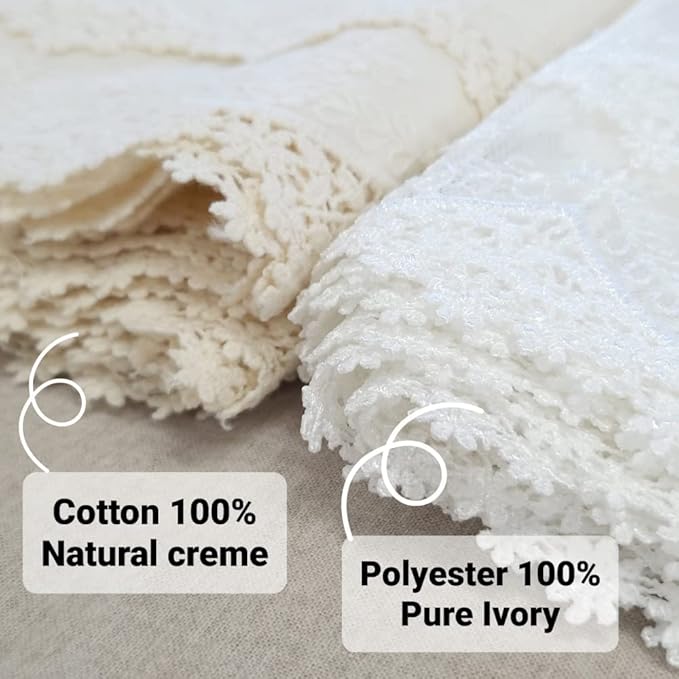Inicia Table Lace Runner 12×86 inch Embroidered for Holiday Wedding Picnic Daily Dinner Tables White Decor (Polyester, 12"×86" (31cm×220cm))