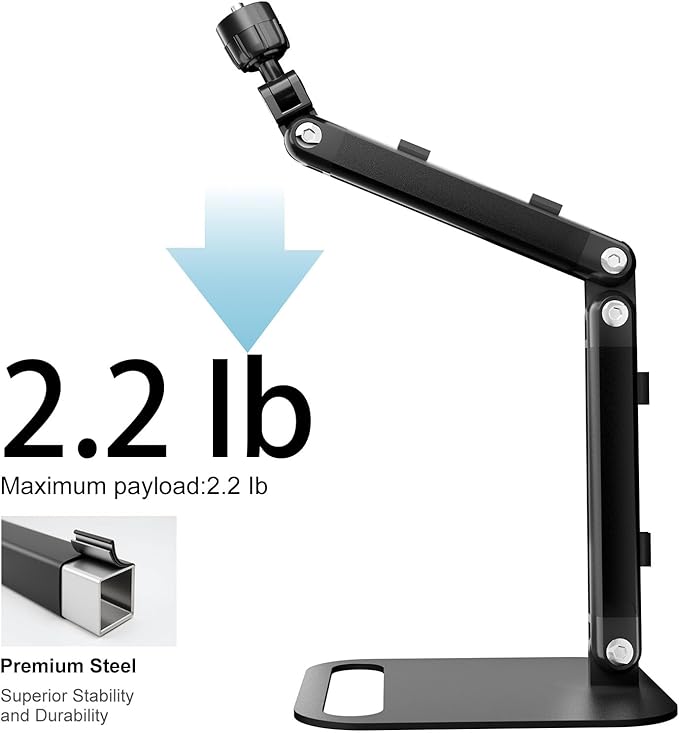 Adjustable Desktop Microphone Stand, Microphone Arm Mic Stand for Fifine AM8, K669B, Blue Yeti, HyperX QuadCast, SoloCast & AT2020, Studio Webcams Recording/Podcasting/Streaming