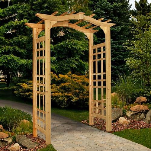 westwood 47"w x 86"h cedar arbor shown in use