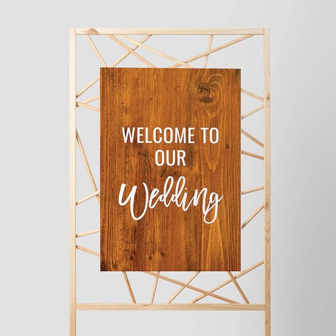 Andaz Press Extra Large Wedding Easel Board Party Sign, 12x18-inch, Rustic Barn Wood, Welcome to Our Wedding, 1-Pack