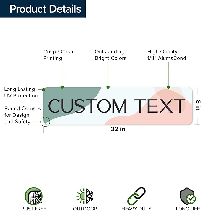 Custom Sign, Custom Street Sign, 11 Font Colors, 13 Font Styles, 4 Hole Options, 22 Sizes, 8x32 Inches, Rust Free DiBound, Fade Resistant, Made in USA by My Sign Center (Minimalist)