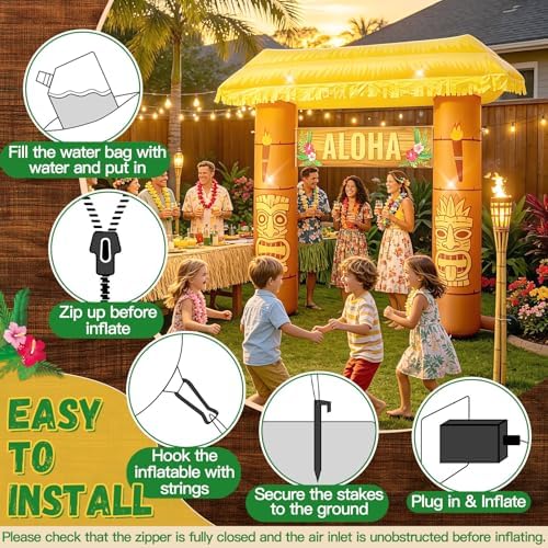 7.8ft luau tiki hut inflatable arch for summer, package contents