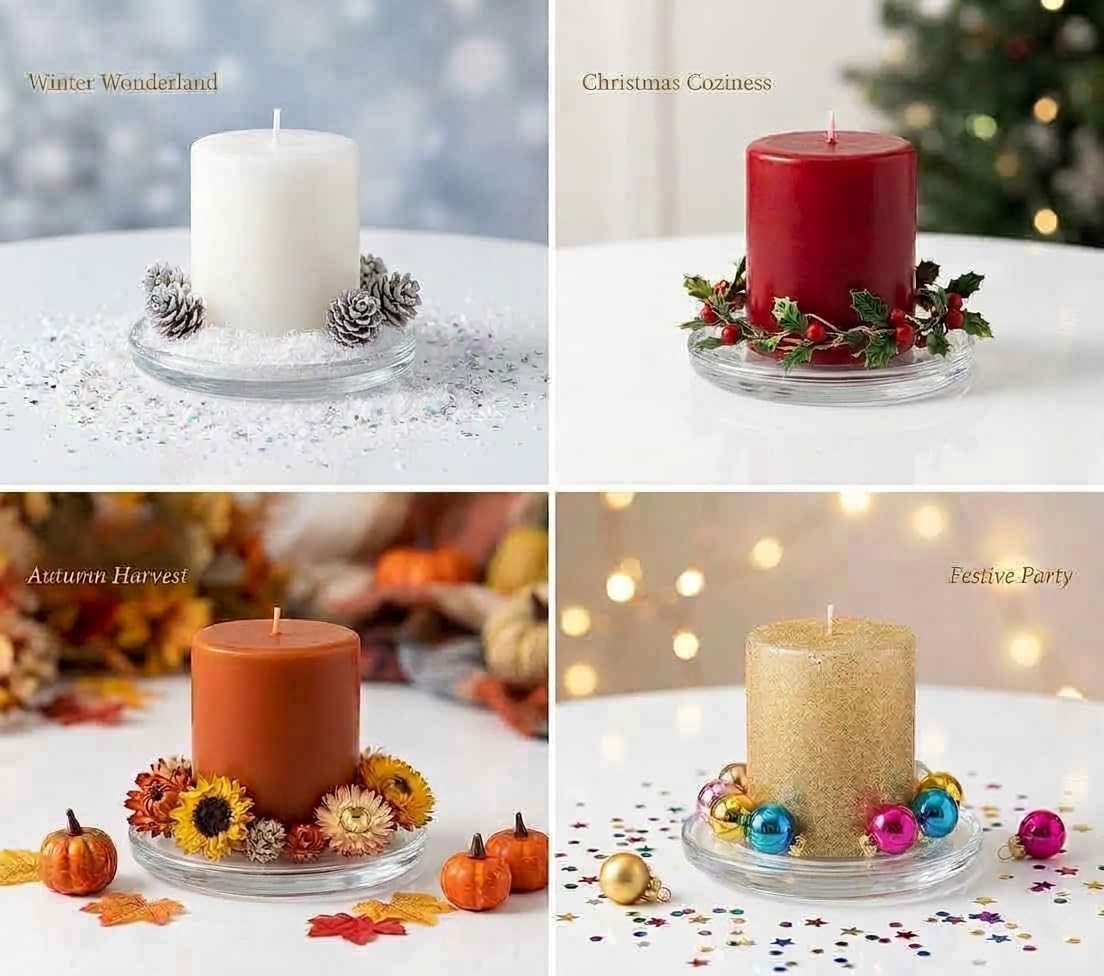 Hosley's Set of 24 Clear Glass Pillar Plates - 4 Inch Diameter. Ideal Gift for Weddings, Parties, Spa, Pillar Candle, Votive Candle Garden. Or as a Pedestal W1