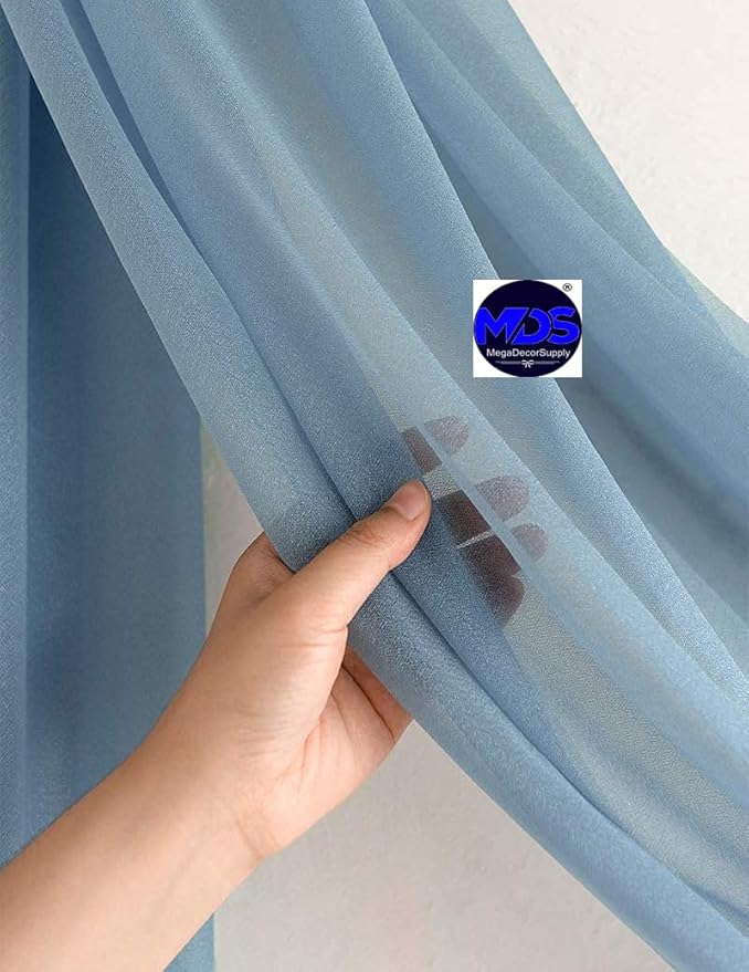 MDS Halloween Chiffon Draping Fabric - 1 Panel, 30" Wide x 50ft Long - Sheer Spooky Arbor & Canopy Drapery for Haunted House Backdrops, Party Ceilings, DIY Costumes & Themed Events - Dusty Blue