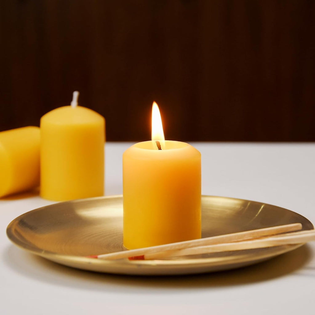 Beeswax Votive Candles-12 Pack Natural Small Votives Set for Home Room Decor Party Wedding Spa Gift