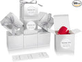 COTOPHER Small Gift Boxes 100 Pack 4x4x4 inches Silver Gift Boxes with Lids for Gifts, Crafting, Wedding Party Favor, Cupcake Boxes, Candy, Bridesmaids Proposal Box with Ribbons and Stickers (Metallic