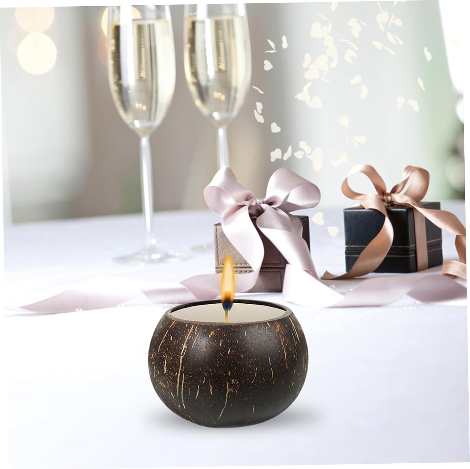 Coconut Shell Candle Holder for Projects Natural Wax Container Decorative Cup for Romantic Atmosphere and Special Occasions