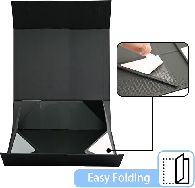 LIFELUM Extra Large Black Gifts Boxes Bulk Set of 5,13.5 x 10 x 4 inch Elegant Gift Boxes with Magnetic Lids, Card,Sticker,Ribbon, Shredded Paper Filler Groomsman Gifts