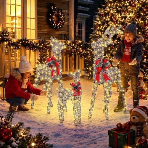 3d christmas rattan deer outdoor decorations with timer&, main product view