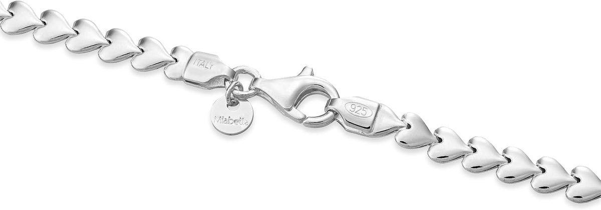 Miabella 925 Sterling Silver Italian Heart Link Tennis Bracelet for Women