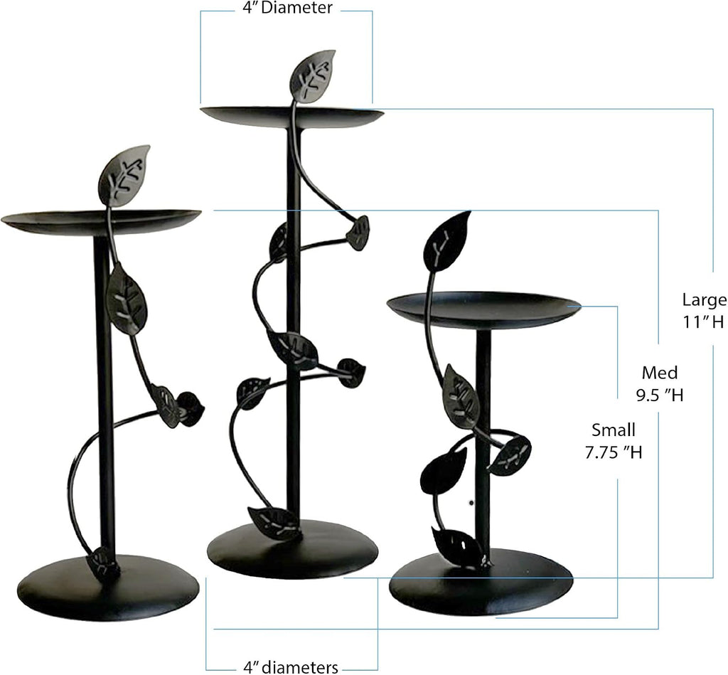 Lily’s Home Art Deco Climbing Vine Pillar Candle Holders, Steel, Black, Set of Three. Candles NOT Included