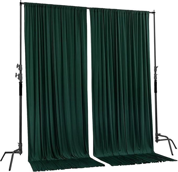 AK TRADING CO. 10 feet x 10 feet Black Polyester Backdrop Drapes Curtains Panels with Rod Pockets - Wedding Ceremony Party Home Window Decorations Hunter Green
