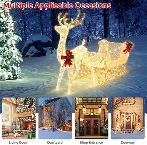 tangkula 6 ft christmas lighted reindeer & santa’s on a desk or shelf