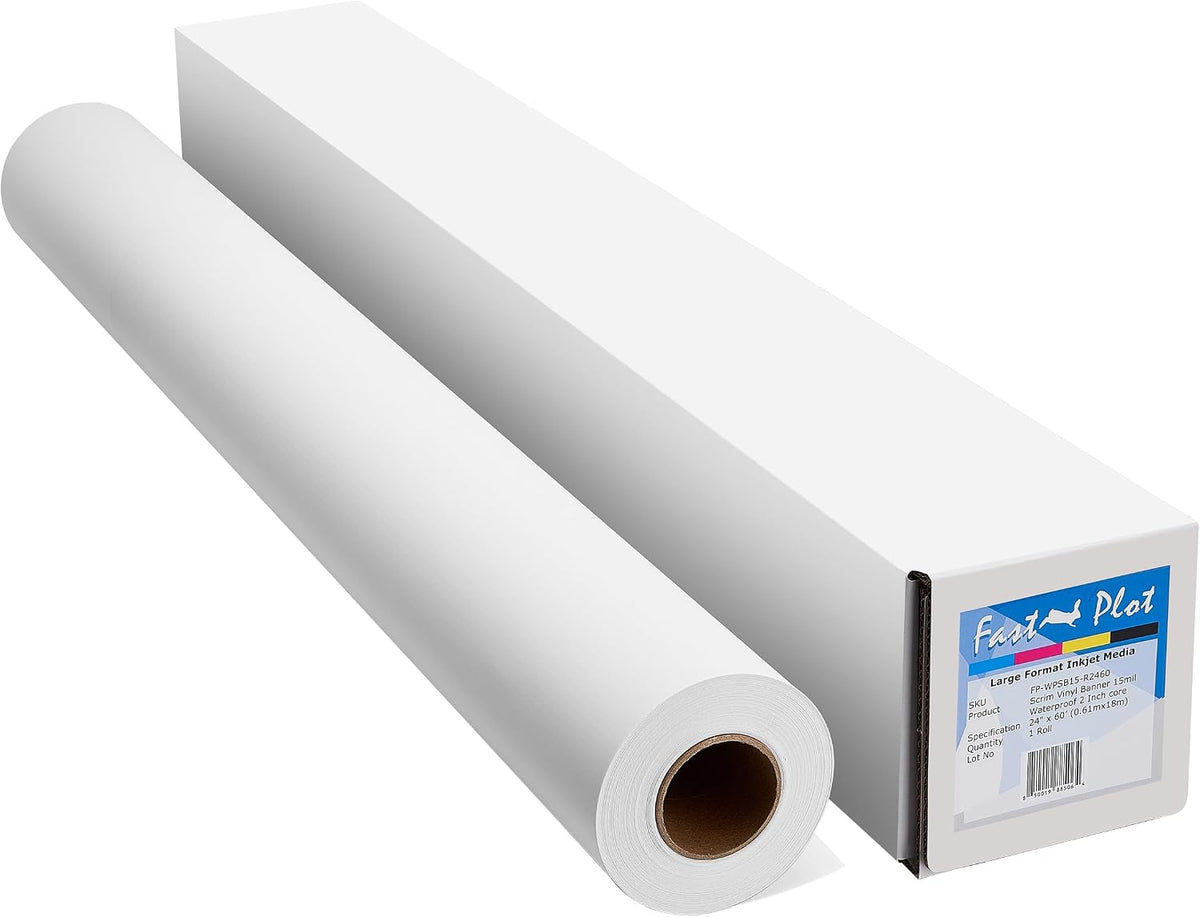 FastPlot Outdoor Scrim Vinyl Banner- Waterproof 15 mil 400g - 24inch x 60ft R...