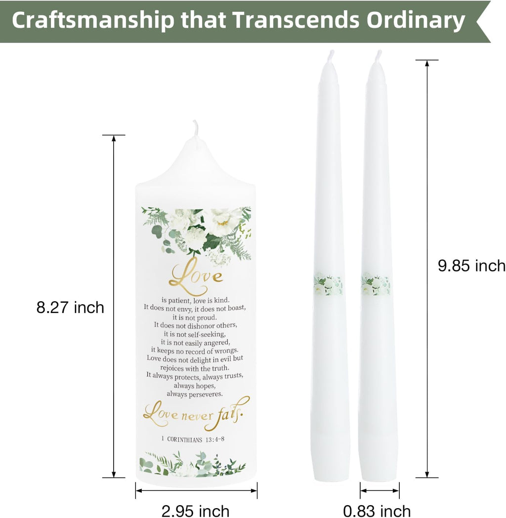 Extrogif Unity Wedding Candles Set - 3 Piece Ceremony Kit with Glass Candle Holders, Pillar and Taper Candles for Wedding Ceremony