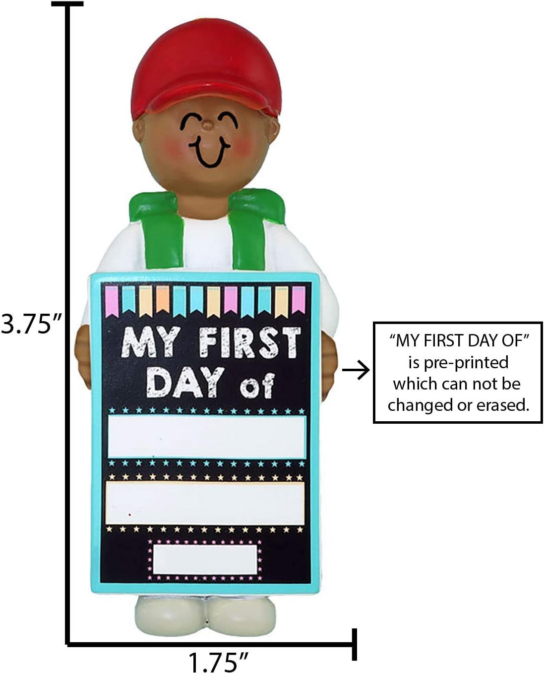 Personalized School Ornaments 2026 - Back to School Gifts for Students My First Day of Jitters Xmas Ornaments My First Christmas Ornament 2026 African American Boy by Elves