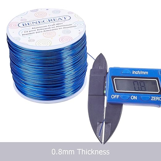BENECREAT 20 Gauge 770FT Aluminum Wire Anodized Jewelry Craft Making Beading Floral Colored Aluminum Craft Wire for Gem Wrapping, Model Jewelry Making- Blue