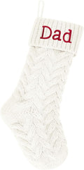 18 Inches Personalized Initial Monogram Ivory Christmas Stockings Family Embroidered Letters Dad Xmas Stockings for Fireplace