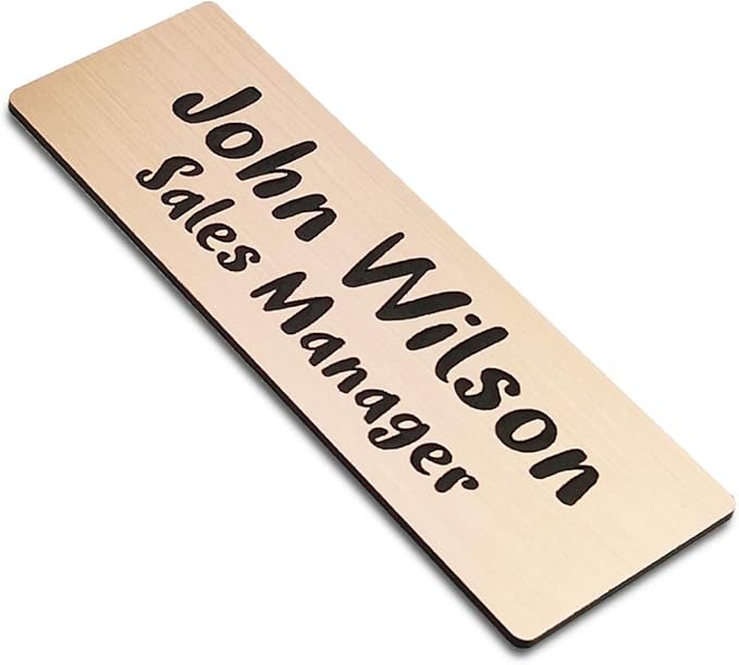 Custom Engraved Name Tag Badges for Business, Personalized Identification with Pin, Magnetic, Adhesive, or Blank Backing, 1"x3", White/Blue Text
