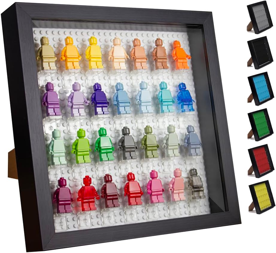 tapeera black wooden minifigure display case - memorabilia, main product view