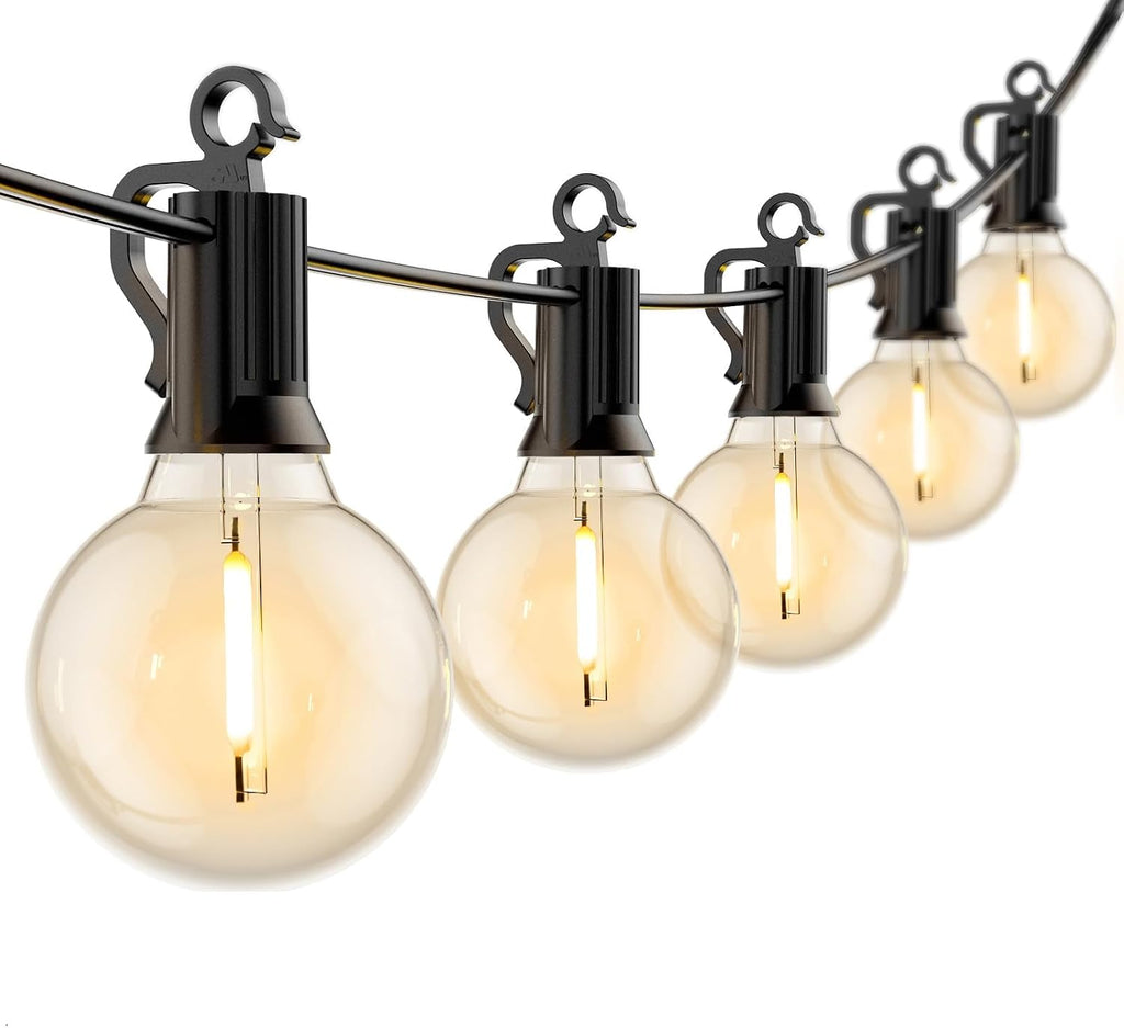 Brightown Outdoor String Lights Hanging Globe Patio Lights with 50 G40 Shatterproof Bulbs(2 Spare), IP44 Waterproof Connectable Commercial 50 Hanging Light for Indoor Outdoor Decor