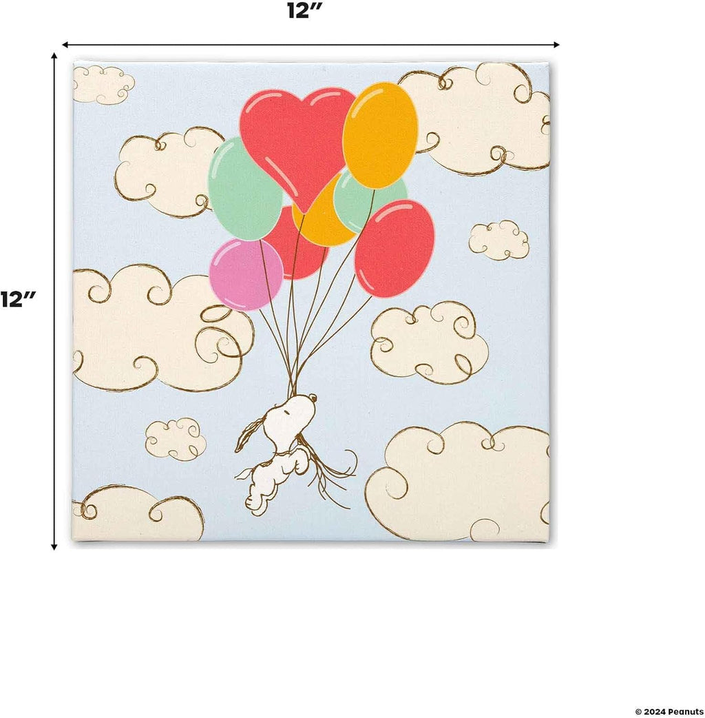 Open Road Brands Peanuts Snoopy Balloon Adventure Gallery Wrapped Canvas Wall Decor - Adorable Snoopy Wall Art for Kids' Bedroom or Nursery
