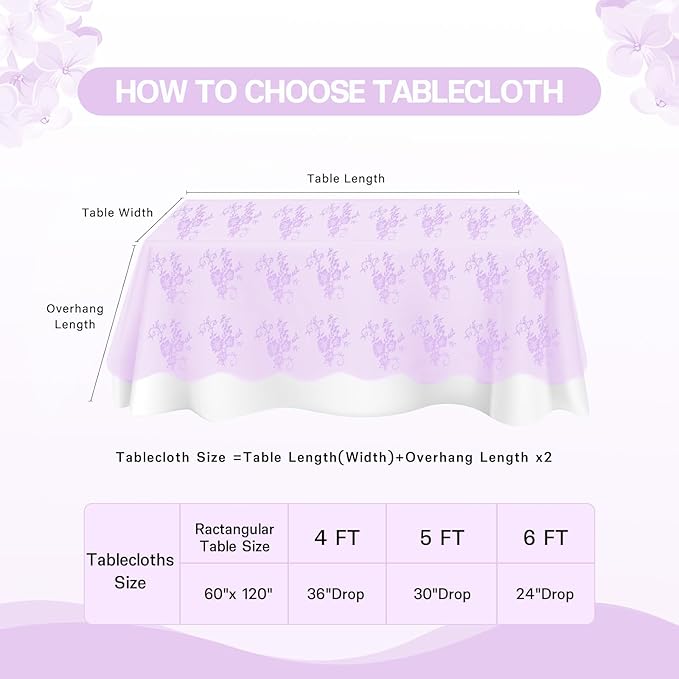 LuoluoHouse Sheer Lace Tablecloth Floral 6pcs Table Fabric 60x120 Inch for Rustic Party Wedding Decoration Rectangle Overlay Long Embroidered Reception Table Cloth Decor