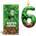 Pixel Birthday Candle Number 6, Themed Cake Party Decor | 2.36 Inch Game Pixel Number 6 Cake Candle Topper, Decor for Birthday Celebrations, Party Favors and Themed Gathering Supplies