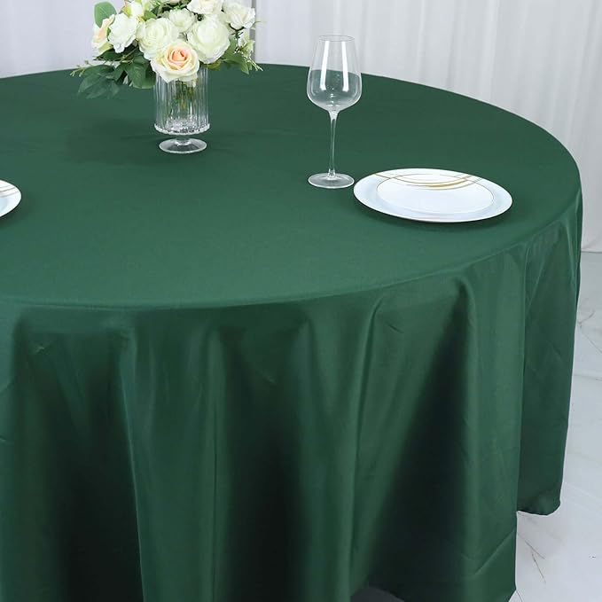 Efavormart Round Tablecloth, 108 Inch Stain & Wrinkle Resistant Washable Table Cloth, Decorative Polyester Fabric Table Cover for Banquet, Wedding, Dining- Hunter Green