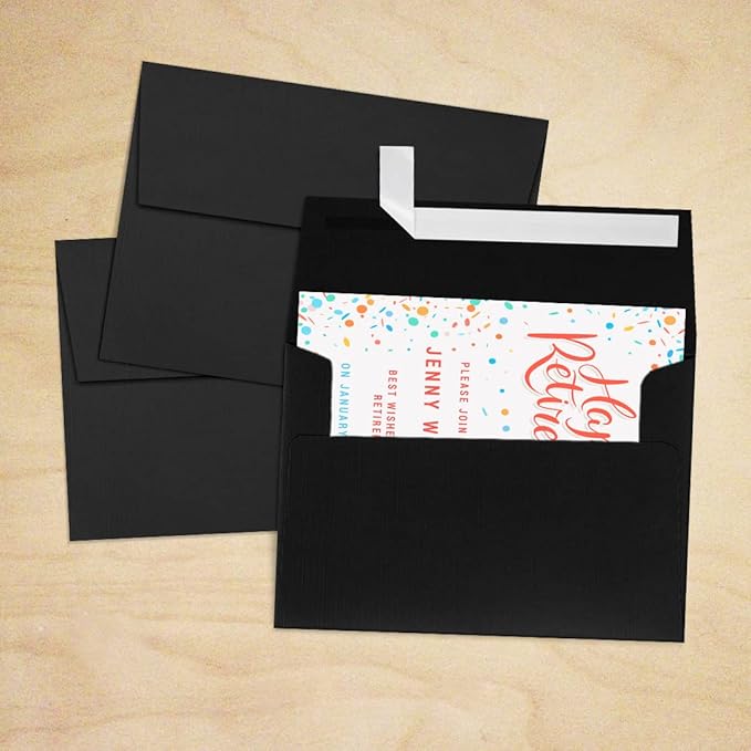 LUXPaper A7 Invitation Envelopes | Peel & Press | 5 1/4" x 7 1/4" | Black Linen | 80lb. Text | 50 Qty