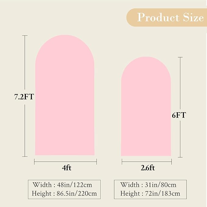 7.2FT 6FT Arch Backdrop Cover for Wedding, Set of 2 Stretchy Spandex Fitted Arch Stand Cover for Baby Shower, Birthday Party Decor, Chiara Backdrop Cover with Double-Sided Design(Pink, Blue)