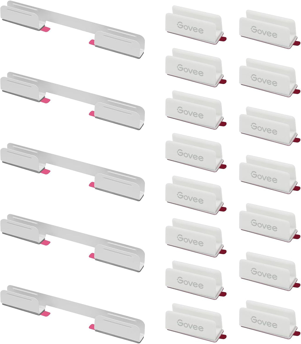 Govee RGBIC Neon Rope Light Plastic and Metal Mounting Brackets 20pcs | RGBIC Rope Light Clips for Neon Lights 2 H61D3 & H61D5 & H61D6, WiFi Neon Lights Holders (Not Support H61A0 & H61A2), White