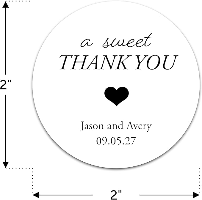 Personalized Wedding Stickers - Custom Wedding Envelope Seals for Invitations, Thank You Cards, and Save The Date (50-1000 Stickers) (Sweet Thank You)