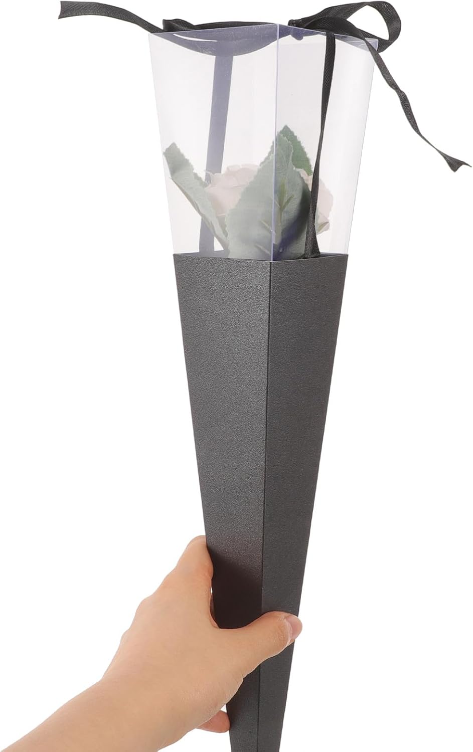 Toyvian 10 Pcs Single Rose Sleeve Bouquet: Single Flower Sleeve Wrapping Bags, Paper Rose Packaging Bags for Valentine's Day, Mother's Day,wedding (black,without Flowers)