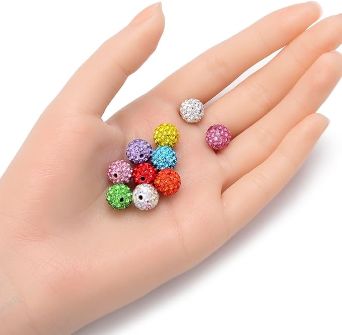 25pcs Adabele Grade A Suncatcher Crystal Rhinestone Pave Loose Beads 10mm Peridot Green Polymer Clay Disco Ball Spacers Compatible with Shamballa All Craft Jewelry Making DB10-16