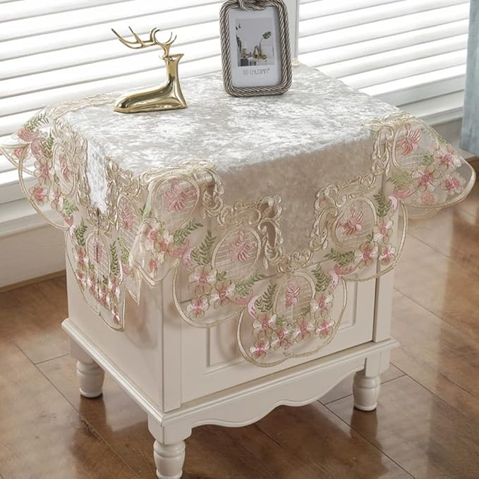 vctops Damask Lace Patchwork Tablecloth Luxury Square Small Table Cover Elegant Floral Embroidered Lace Table Cloth for Party Kitchen Dinning Picnic Decoration (Type O,22"x22")