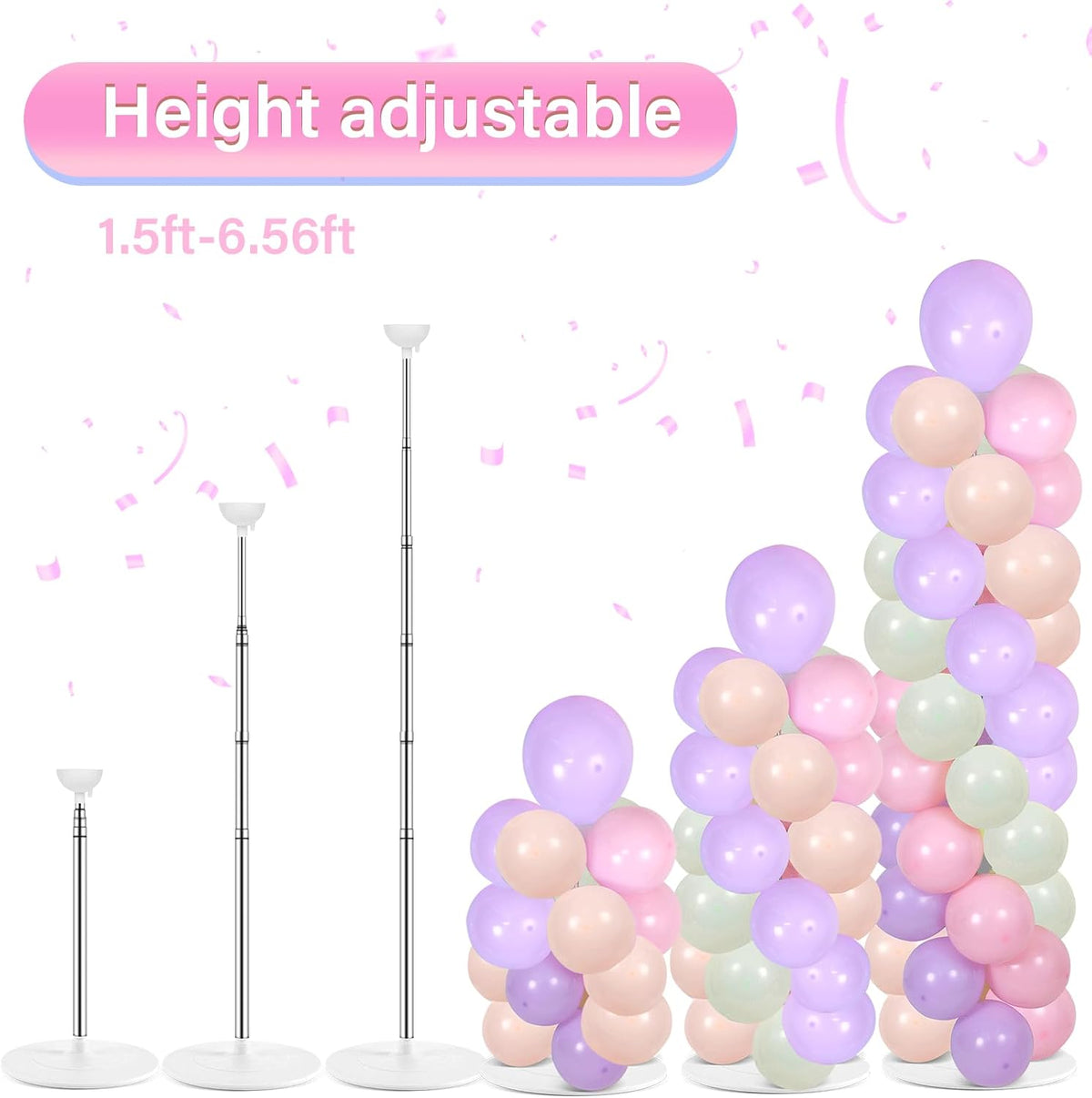 2 sets adjustable balloon column stand kit with, side view